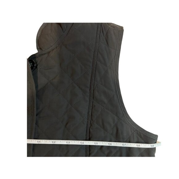 J. Jill Quilted Puffer Snap Front Vest Black with Gold Interior Size MP - Picture 7 of 8